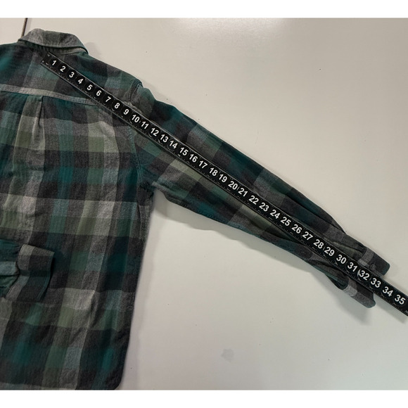 Eddie Bauer Shirt Mens Large Green Gray Plaid Flannel Button Down Long Sleeve - Picture 7 of 11